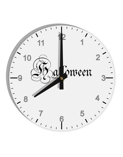 Halloween Script Text 10 InchRound Wall Clock with Numbers-Wall Clock-TooLoud-White-Davson Sales