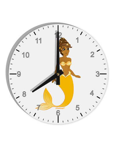 Mermaid Design - Yellow 10 InchRound Wall Clock with Numbers-Wall Clock-TooLoud-White-Davson Sales