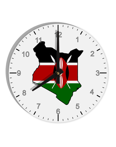 Kenya Flag Silhouette 10 InchRound Wall Clock with Numbers-Wall Clock-TooLoud-White-Davson Sales