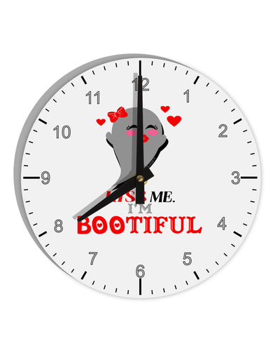 Kiss Me BOOtiful Ghost Red 10 InchRound Wall Clock with Numbers-Wall Clock-TooLoud-White-Davson Sales