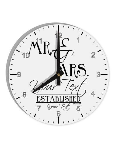Personalized Mr and Mrs -Name- Established -Date- Design 10 InchRound Wall Clock with Numbers-Wall Clock-TooLoud-White-Davson Sales