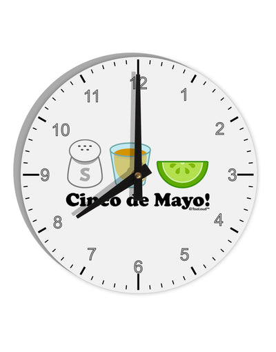 Cinco de Mayo Design - Salt Tequila Lime 10 InchRound Wall Clock with Numbers by TooLoud-Wall Clock-TooLoud-White-Davson Sales