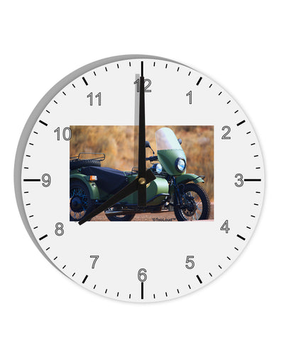 Sidecar Motorcycle Photo 10 InchRound Wall Clock with Numbers-Wall Clock-TooLoud-White-Davson Sales