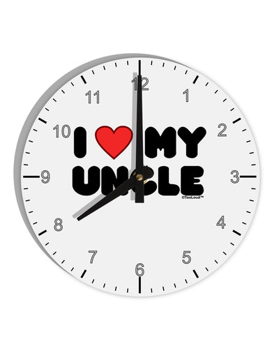 I Heart My Uncle 10 InchRound Wall Clock with Numbers by TooLoud-Wall Clock-TooLoud-White-Davson Sales