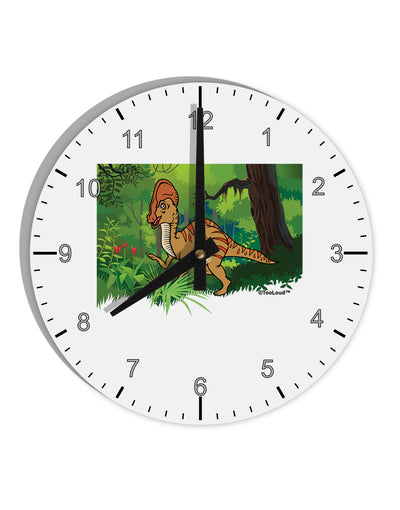 Parasaurolophus Walkeri - Without Name 10 InchRound Wall Clock with Numbers by TooLoud-Wall Clock-TooLoud-White-Davson Sales