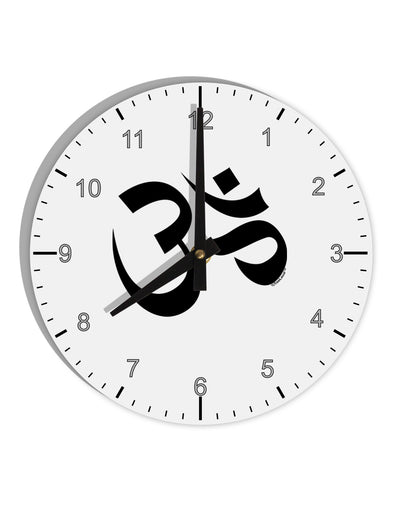 Om Symbol 10 InchRound Wall Clock with Numbers-Wall Clock-TooLoud-White-Davson Sales