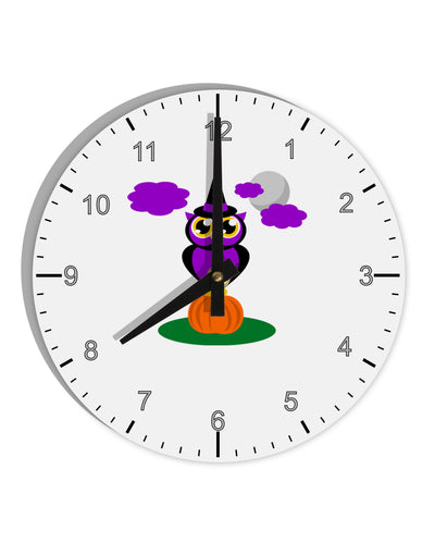 Owl Purple 10 InchRound Wall Clock with Numbers-Wall Clock-TooLoud-White-Davson Sales