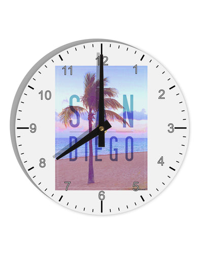 San Diego Beach Filter 10 InchRound Wall Clock with Numbers-Wall Clock-TooLoud-White-Davson Sales