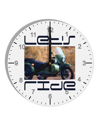 Lets Ride Sidecar Motorcycle 10 InchRound Wall Clock with Numbers-Wall Clock-TooLoud-White-Davson Sales