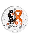 Hope for a Cure - Orange Ribbon Leukemia - Flowers 10 InchRound Wall Clock with Numbers-Wall Clock-TooLoud-White-Davson Sales