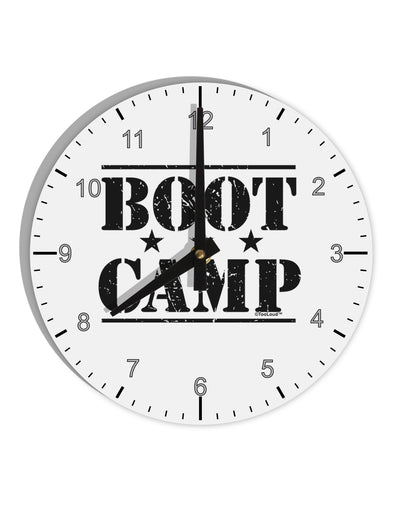 Bootcamp Large distressed Text 10 InchRound Wall Clock with Numbers-Wall Clock-TooLoud-White-Davson Sales