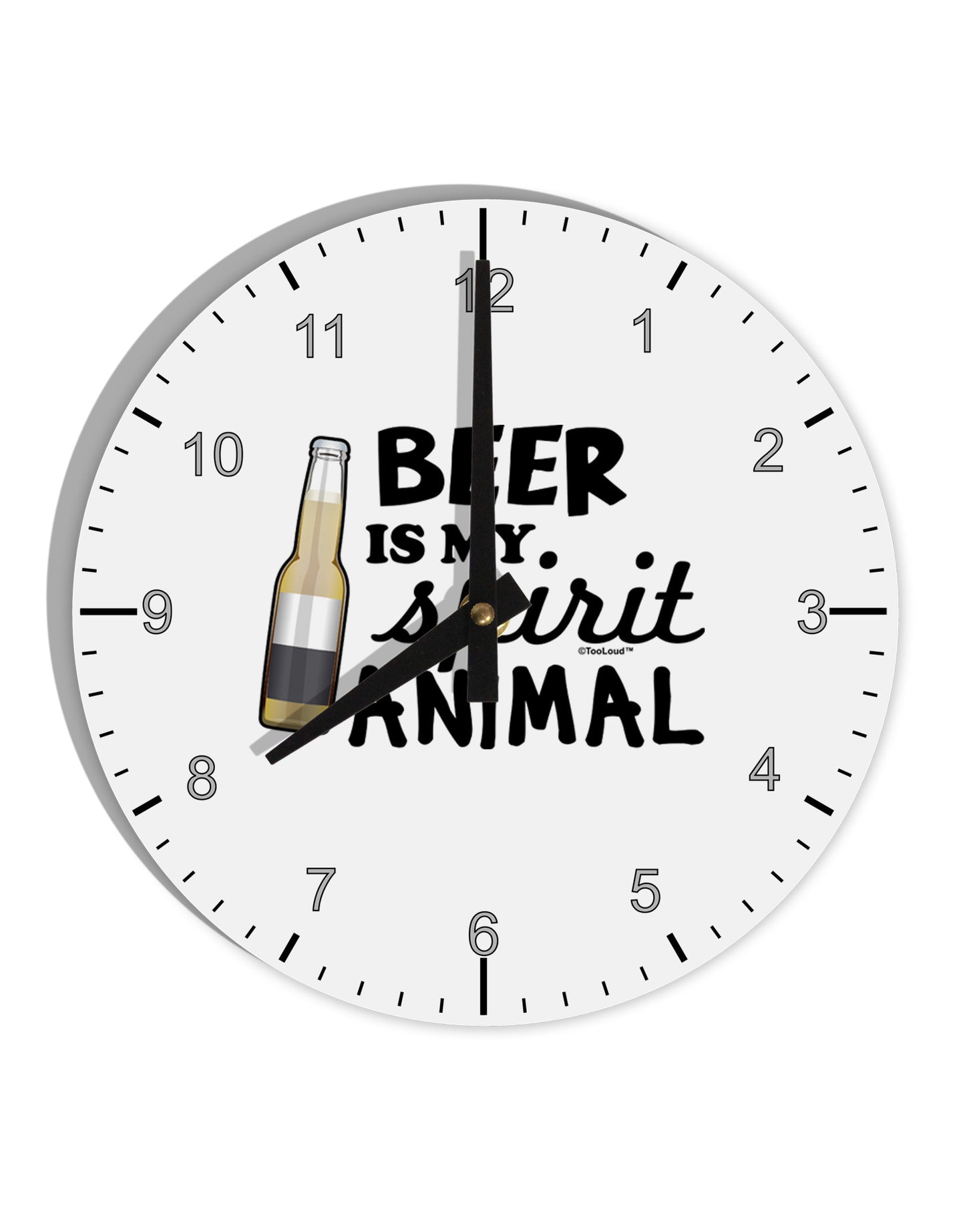 Beer Is My Spirit Animal 10 InchRound Wall Clock with Numbers-Wall Clock-TooLoud-White-Davson Sales