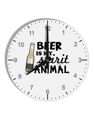 Beer Is My Spirit Animal 10 InchRound Wall Clock with Numbers-Wall Clock-TooLoud-White-Davson Sales