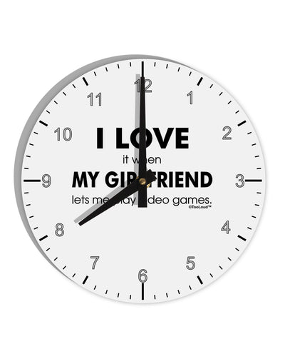 I Love My Girlfriend Videogames 10 InchRound Wall Clock with Numbers-Wall Clock-TooLoud-White-Davson Sales