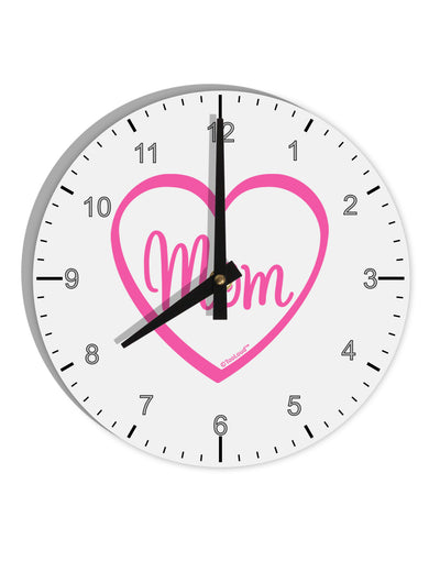 Mom Heart Design - Pink 10 InchRound Wall Clock with Numbers by TooLoud-Wall Clock-TooLoud-White-Davson Sales