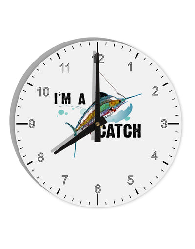 I'm A Catch Swordfish 10 InchRound Wall Clock with Numbers-Wall Clock-TooLoud-White-Davson Sales