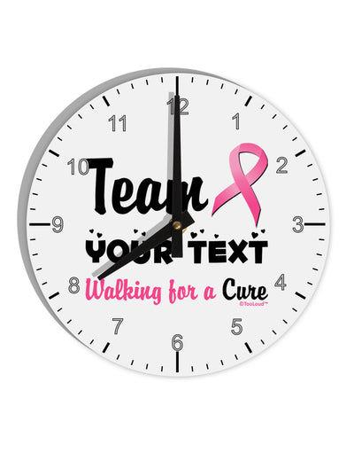 Personalized Team -Name- Breast Cancer Walk - Walking for a Cure 10 InchRound Wall Clock with Numbers-Wall Clock-TooLoud-White-Davson Sales