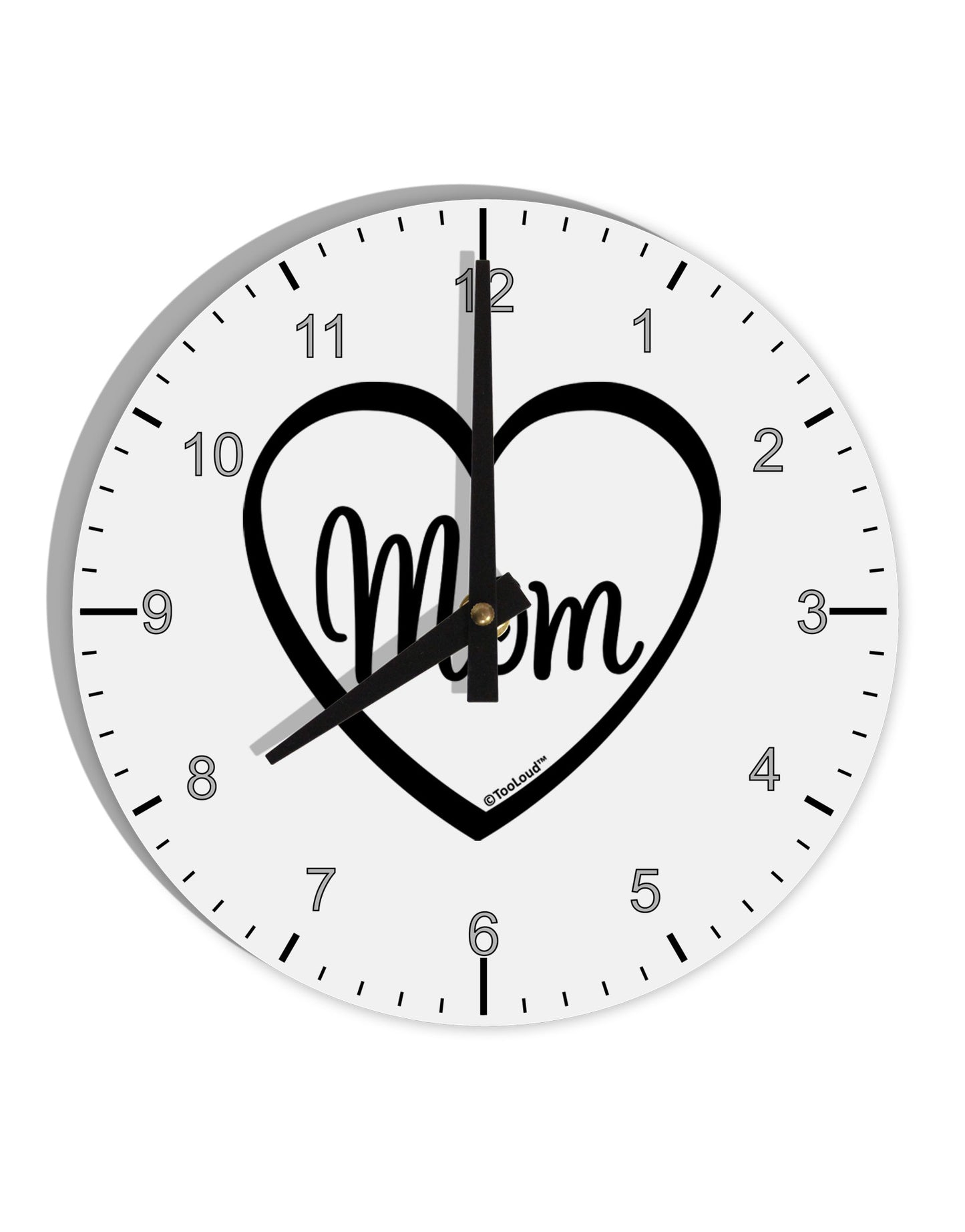 Mom Heart Design 10 InchRound Wall Clock with Numbers by TooLoud-Wall Clock-TooLoud-White-Davson Sales