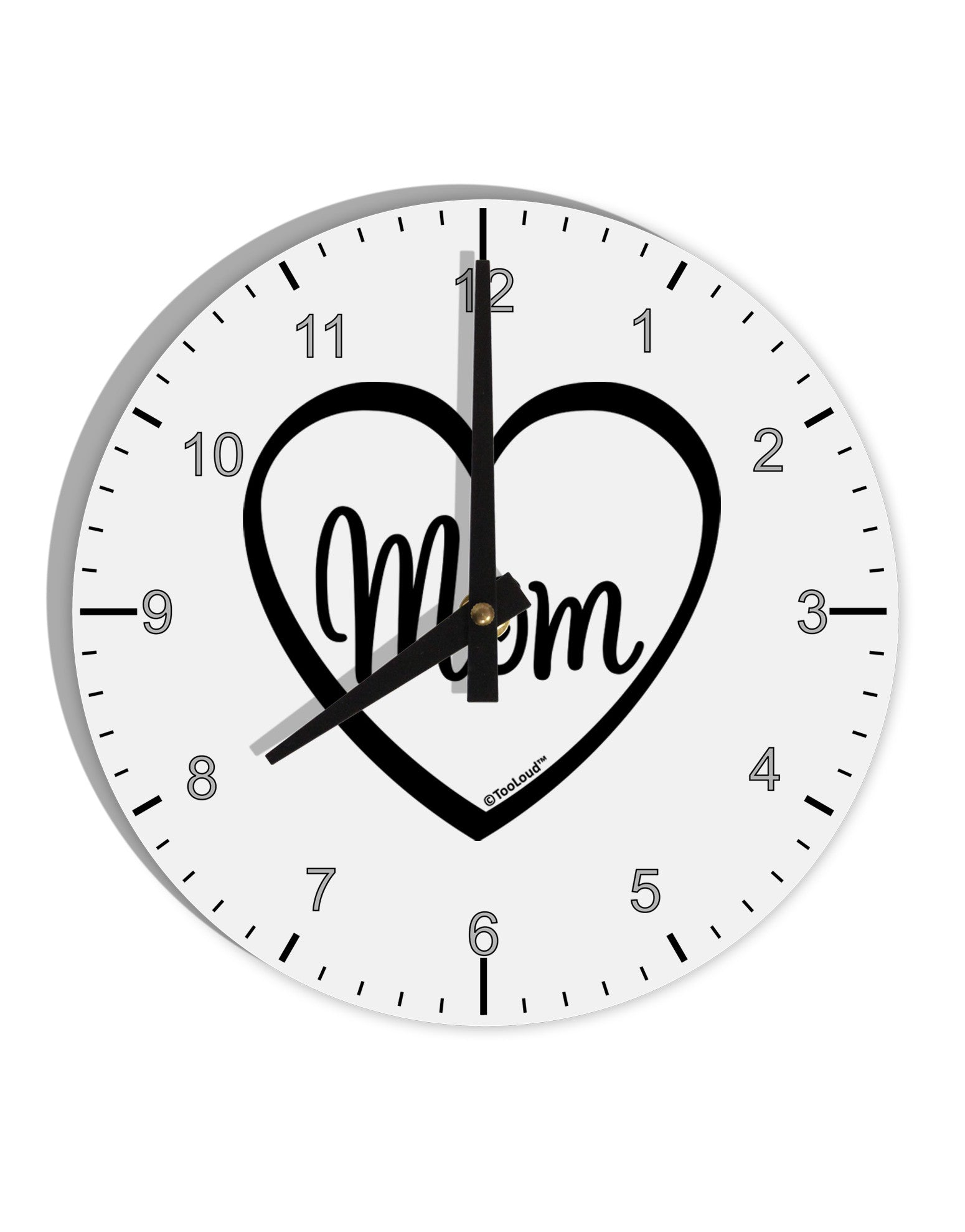 Mom Heart Design 10 InchRound Wall Clock with Numbers by TooLoud-Wall Clock-TooLoud-White-Davson Sales