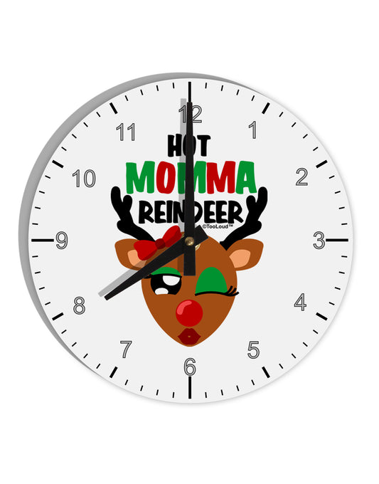 Hot Momma Reindeer Matching Deer 10 InchRound Wall Clock with Numbers-Wall Clock-TooLoud-White-Davson Sales
