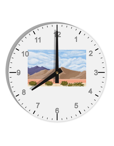 Pixel Landscape - Desert 10 InchRound Wall Clock with Numbers-Wall Clock-TooLoud-White-Davson Sales