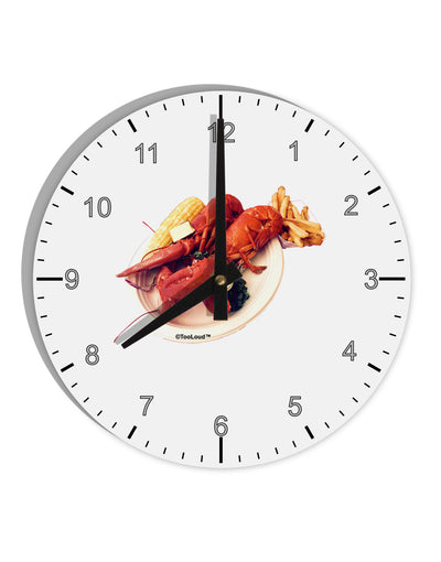 Lobster Plate 10 InchRound Wall Clock with Numbers-Wall Clock-TooLoud-White-Davson Sales