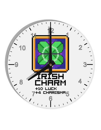 Pixel Irish Charm Item 10 InchRound Wall Clock with Numbers-Wall Clock-TooLoud-White-Davson Sales