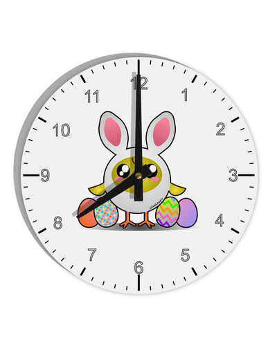 Chick In Bunny Costume 10 InchRound Wall Clock with Numbers-Wall Clock-TooLoud-White-Davson Sales