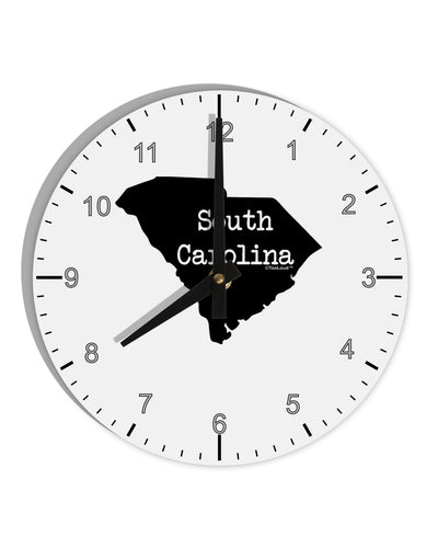 South Carolina - United States Shape 10 InchRound Wall Clock with Numbers by TooLoud-Wall Clock-TooLoud-White-Davson Sales