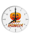 Jack-O-Lantern Watercolor Halloween 10 InchRound Wall Clock with Numbers-Wall Clock-TooLoud-White-Davson Sales