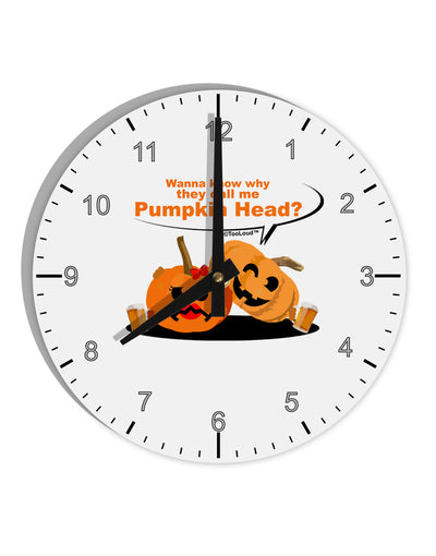 Pumpkin Head 10 InchRound Wall Clock with Numbers-Wall Clock-TooLoud-White-Davson Sales