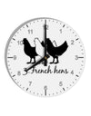 Three French Hens Text 10 InchRound Wall Clock with Numbers-Wall Clock-TooLoud-White-Davson Sales