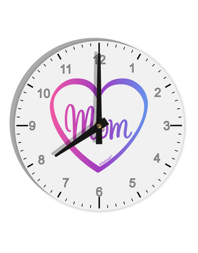 Mom Heart Design - Gradient Colors 10 InchRound Wall Clock with Numbers by TooLoud-Wall Clock-TooLoud-White-Davson Sales