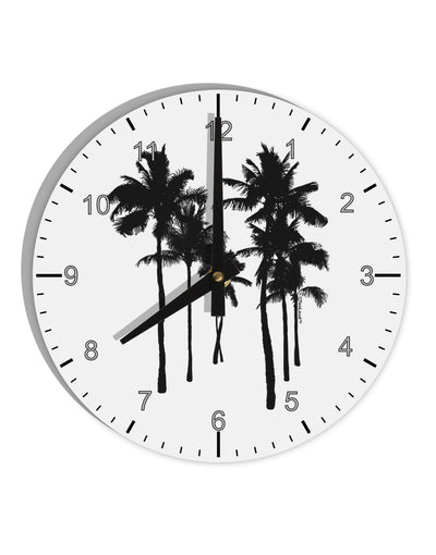 Palm Rows Silhouette 10 InchRound Wall Clock with Numbers-Wall Clock-TooLoud-White-Davson Sales