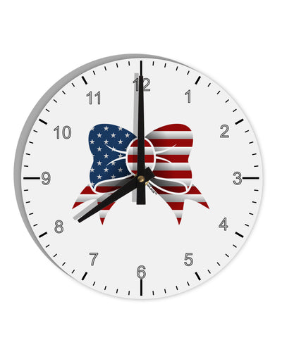 Patriotic Bow 10 InchRound Wall Clock with Numbers-Wall Clock-TooLoud-White-Davson Sales