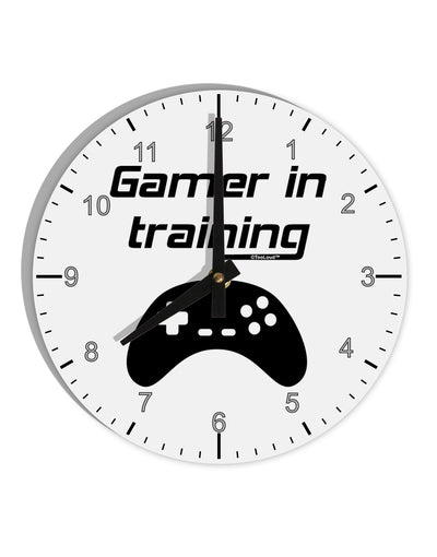 Gamer In Training BnW 10 InchRound Wall Clock with Numbers by TooLoud-Wall Clock-TooLoud-White-Davson Sales