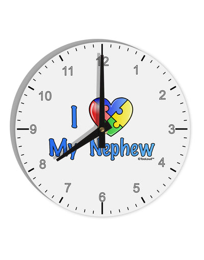 I Heart My Nephew - Autism Awareness 10 InchRound Wall Clock with Numbers by TooLoud-Wall Clock-TooLoud-White-Davson Sales