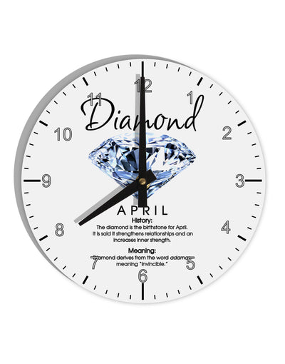 Birthstone Diamond 10 InchRound Wall Clock with Numbers by TooLoud-Wall Clock-TooLoud-White-Davson Sales