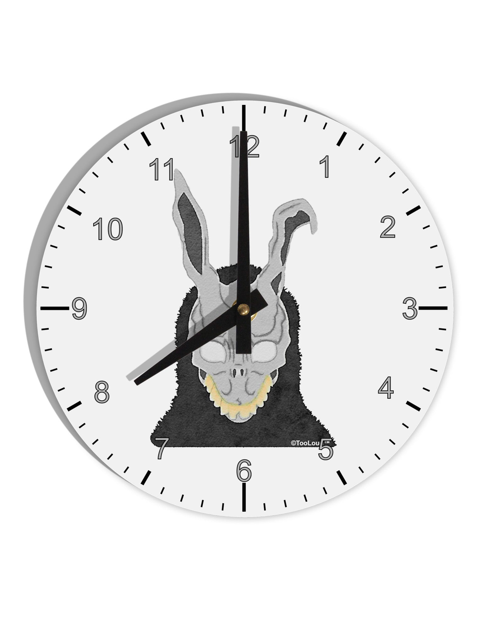 Scary Buny Face Watercolor 10 InchRound Wall Clock with Numbers-Wall Clock-TooLoud-White-Davson Sales