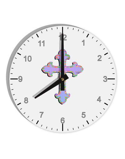 Easter Color Cross 10 InchRound Wall Clock with Numbers-Wall Clock-TooLoud-White-Davson Sales