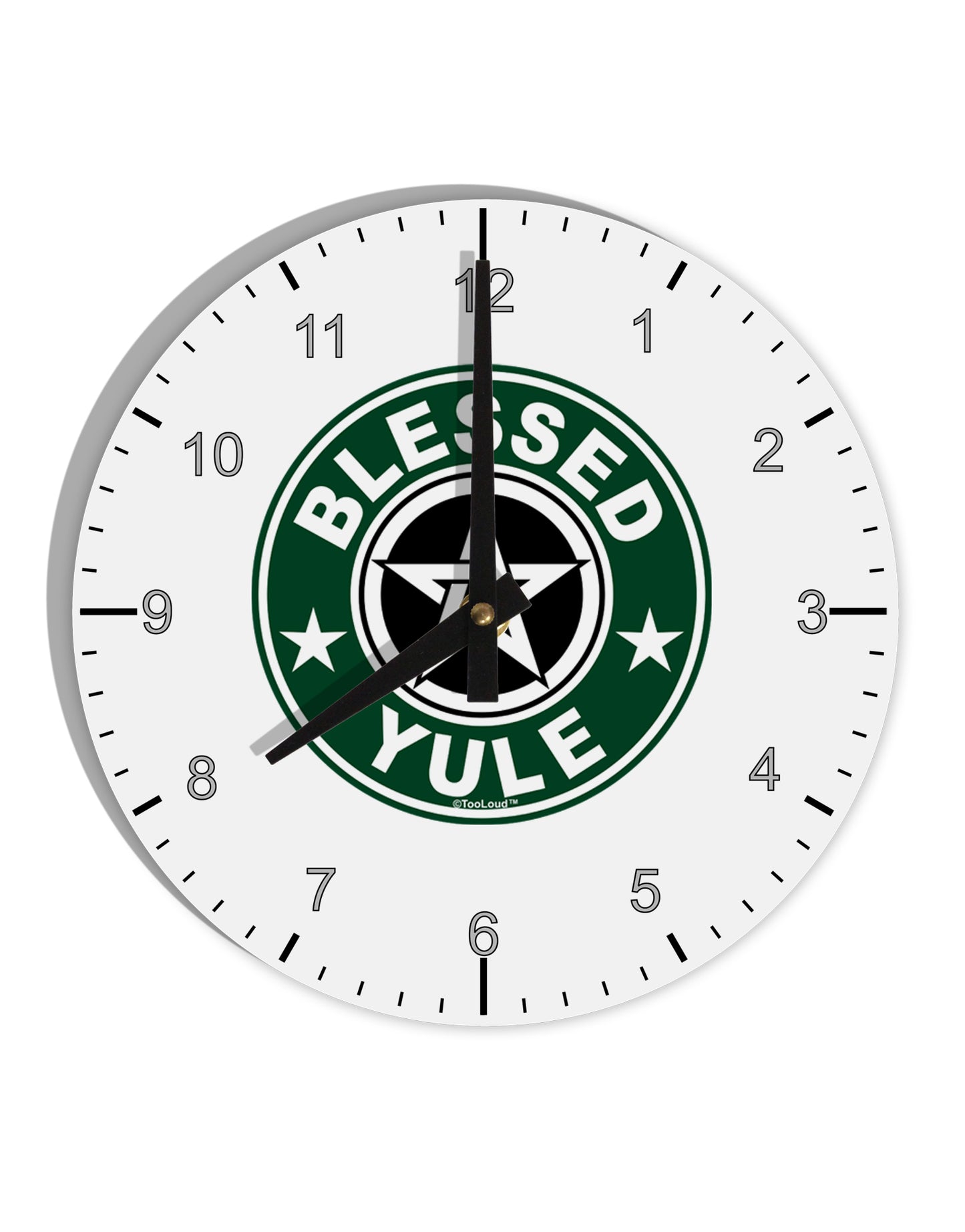 Blessed Yule Emblem 10 InchRound Wall Clock with Numbers by TooLoud-Wall Clock-TooLoud-White-Davson Sales