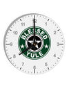 Blessed Yule Emblem 10 InchRound Wall Clock with Numbers by TooLoud-Wall Clock-TooLoud-White-Davson Sales