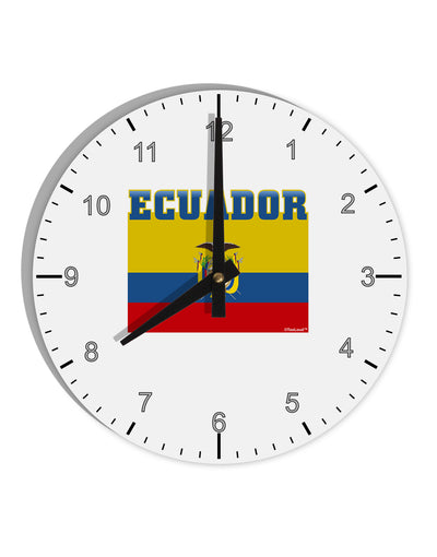 Ecuador Flag 10 InchRound Wall Clock with Numbers-Wall Clock-TooLoud-White-Davson Sales