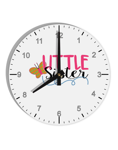 Little Sister 10 InchRound Wall Clock with Numbers-Wall Clock-TooLoud-White-Davson Sales