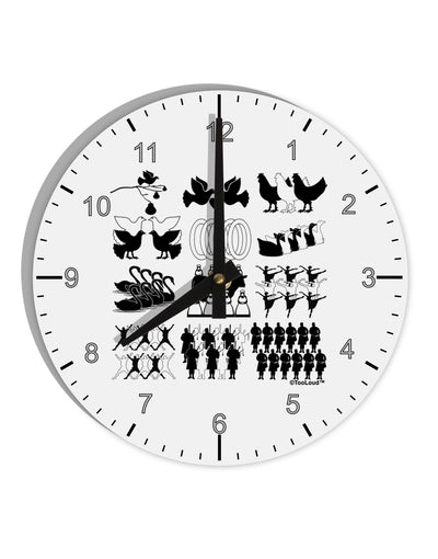 Twelve Days of Christmas 10 InchRound Wall Clock with Numbers-Wall Clock-TooLoud-White-Davson Sales