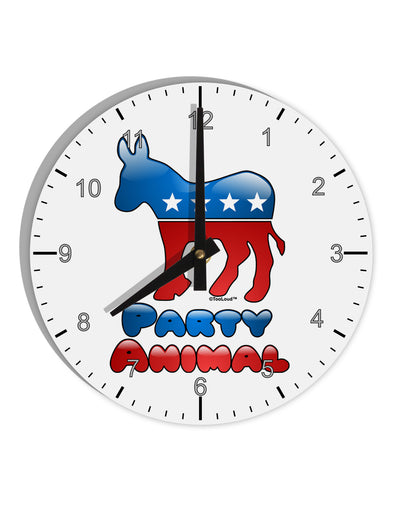 Democrat Party Animal 10 InchRound Wall Clock with Numbers-Wall Clock-TooLoud-White-Davson Sales