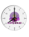 Happy Diwali Purple Candle 10 InchRound Wall Clock with Numbers by TooLoud-Wall Clock-TooLoud-White-Davson Sales