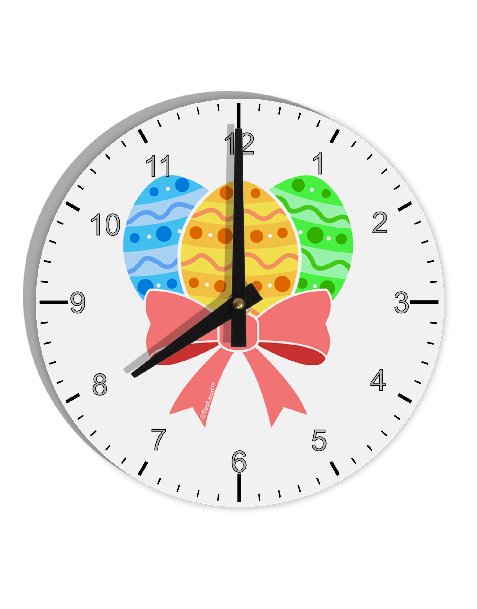 Easter Eggs With Bow 10 InchRound Wall Clock with Numbers by TooLoud-Wall Clock-TooLoud-White-Davson Sales