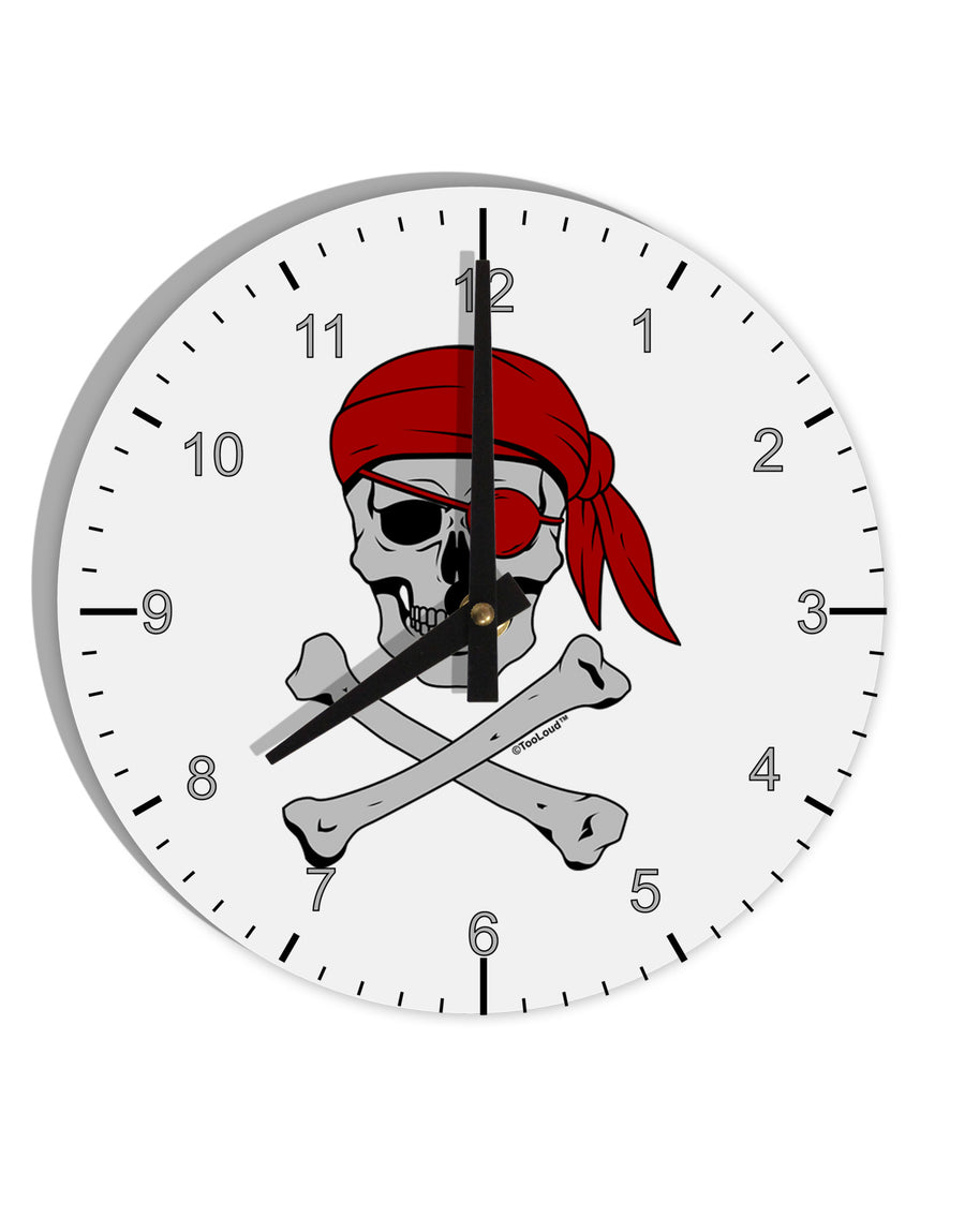 Pirate Skull 10 InchRound Wall Clock with Numbers-Wall Clock-TooLoud-White-Davson Sales