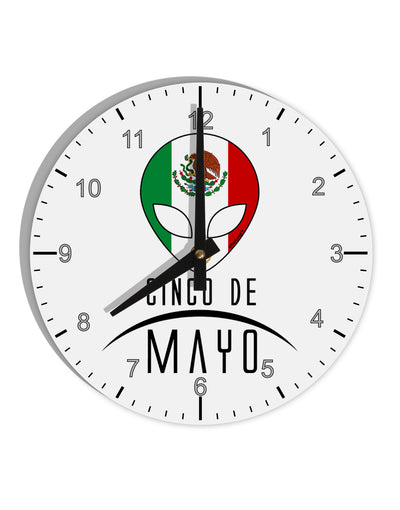 Mexican Extraterrestrial Text 10 InchRound Wall Clock with Numbers by TooLoud-Wall Clock-TooLoud-White-Davson Sales